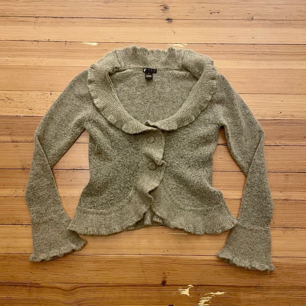 Carole Little ruffled button sweater. Size S.